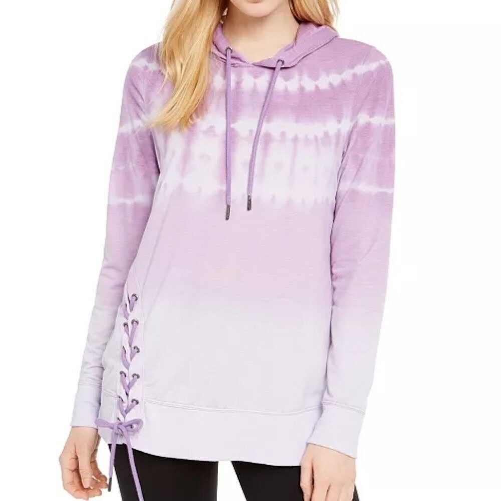 Ideology Size Small Purple Tie-Dyed Side-Lace Hoodie